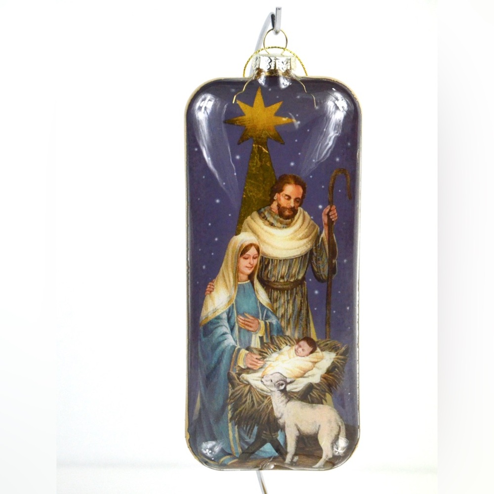 Melrose International Glass Nativity Manger Scene Christmas Ornament